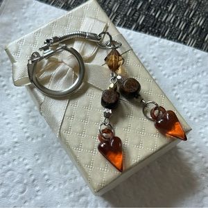 Amber color hearts keychain bag charm